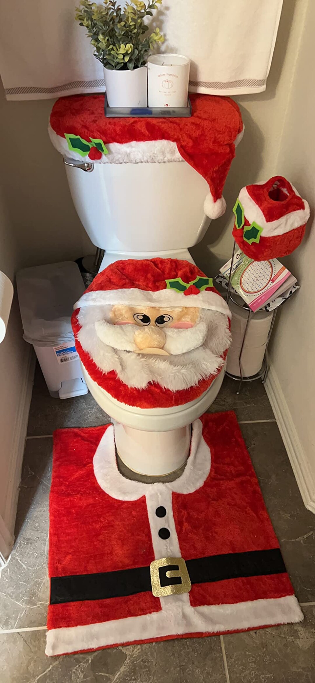 5 Pieces Christmas Theme Bathroom Decoration Set W/toilet Seat Etsy