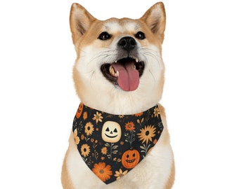 Halloween Dog Bandana, Fall Dog Bandana, Happy Pumpkins, Halloween Dog Outfit, Adjustable Pet Bandana Collar, Gift for Pets, Whimsigoth