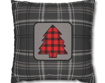 Plaid Christmas Tree Pillow Case