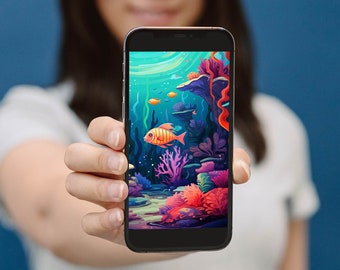 Fondo de pantalla del teléfono bajo el mar, descarga digital