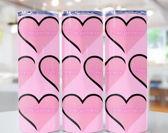 Heartbreaker Tumbler Wrap PNG, 20oz skinny, Digital Download