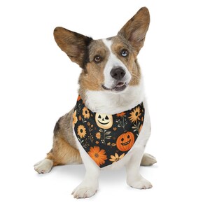 Halloween Dog Bandana, Fall Dog Bandana, Happy Pumpkins, Halloween Dog Outfit, Adjustable Pet Bandana Collar, Gift for Pets, Whimsigoth image 8