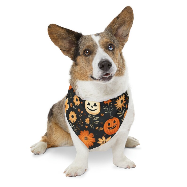 Halloween Dog Bandana, Fall Dog Bandana, Happy Pumpkins, Halloween Dog Outfit, Adjustable Pet Bandana Collar, Gift for Pets, Whimsigoth image 8