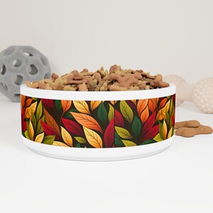 Fall Pet Bowl, Pet Bowl, Ceramic Pet Bowl, Fall Leaves