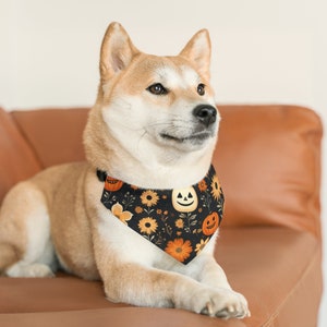 Halloween Dog Bandana, Fall Dog Bandana, Happy Pumpkins, Halloween Dog Outfit, Adjustable Pet Bandana Collar, Gift for Pets, Whimsigoth image 3