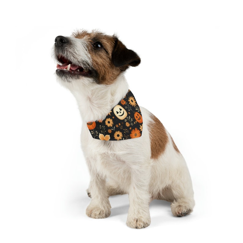 Halloween Dog Bandana, Fall Dog Bandana, Happy Pumpkins, Halloween Dog Outfit, Adjustable Pet Bandana Collar, Gift for Pets, Whimsigoth image 4