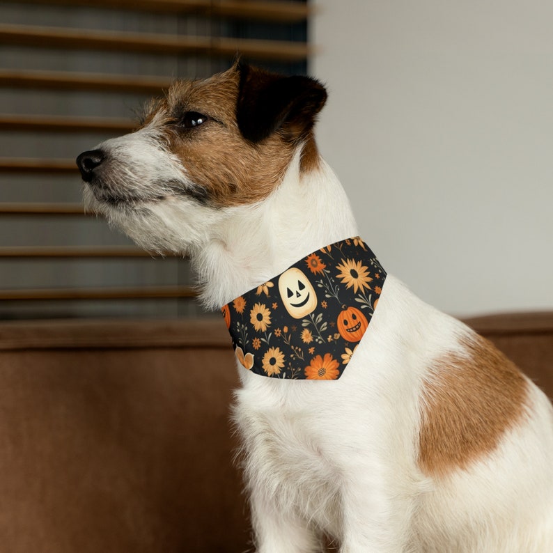 Halloween Dog Bandana, Fall Dog Bandana, Happy Pumpkins, Halloween Dog Outfit, Adjustable Pet Bandana Collar, Gift for Pets, Whimsigoth image 6