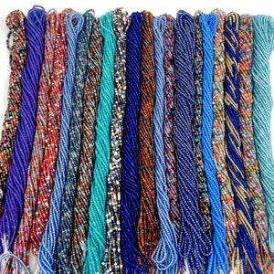 60 inch Blue Gold Waist Beads: Tie-On Belly Bead - African Jewelry