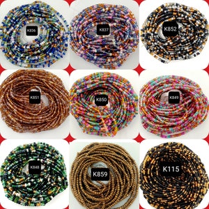 MIXED COLOR GLASS Waist Beads ,Thread tie on Waist Beads,Waist Beads for weight loss, Africa Waist Beads,gift for women,black owned shops image 2