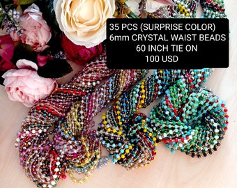 VENTE EN GROS Perles de taille en cristal de 6 mm, perles à nouer à la taille, perles de taille en cristal d'Afrique de l'Ouest authentiques pour femme, chaîne de ventre, perles de taille en gros