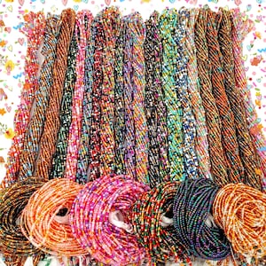 MIXED COLOR GLASS Waist Beads ,Thread tie on Waist Beads,Waist Beads for weight loss, Africa Waist Beads,gift for women,black owned shops image 1