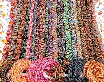 Perles de taille en verre de couleur mélangée, lien de fil sur les perles de taille, perles de taille pour perdre du poids, perles de taille africaines, cadeau pour femme, cadeaux pour elle