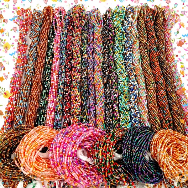 MIXED COLOR GLASS Waist Beads ,Thread tie on Waist Beads,Waist Beads for weight loss, Africa Waist Beads,gift for women,black owned shops