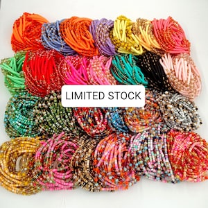 60 inch Crystal Waist Beads: Tie-On Belly Chain with Polymer Clay