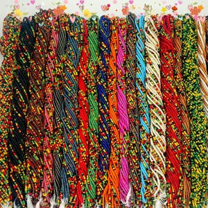 60 inch tie on waist beads,African color Waist beads,red black waist beads,waistbeads,multi color waist beads,black owned shop and jewellery