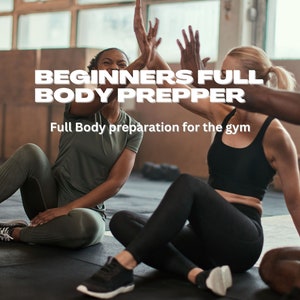 May include: Two people in athletic wear high five each other. The text "BEGINNERS FULL BODY PREPPER" is displayed above them. The text "Full Body preparation for the gym" is displayed below them. The text "www.anthasupplements.com" is displayed at the bottom of the image.