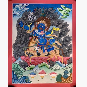 Fine quality colorful palden lhamo thangka. dharma protector. protector of Dalai lama. Remati, shri devi. Palden lhamo on mule. dharmapala.