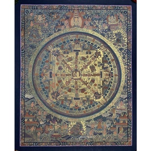 rare Buddha mandala thangka. greish mandala thangka . hand painted original tibetan style traditional thangka art. wall hangings