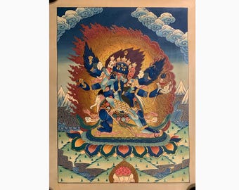 Ringraziamento Vajrakilaya. vajrakumara dipinto a mano. Dorje phurba yabyum. dipinto originale per il tuo santuario. sì, sì