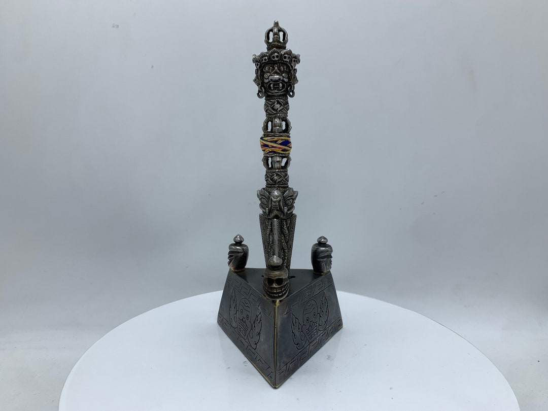 Fine Quality Flaming Blade Dorje Phurba With Stand. Consecrated Phurba ...