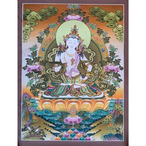 Vajrasattva thangka. Hand painted dorjesempa thangka. tibetan style vajrasattva thangka for purification.