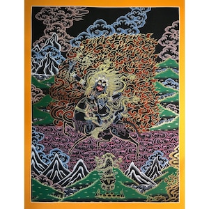 69x54 cm, Fine quality palden lhamo thangka. dharma protector. protector of Dalai lama. Remati, shri devi. Palden lhamo on mule. dharmapala.