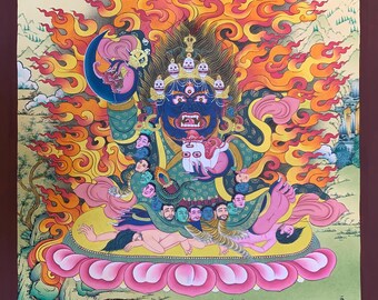Gompo Bernagchen thangka. Mahakala bernag. dharmapala of kagyu lineage black deity.