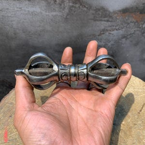 Handcrafted Vajra made of cold iron. Iron dorje. tantric ritual tools.