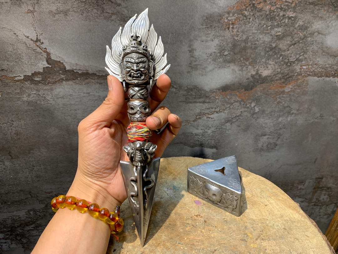 Handcrafted Single Face Phurba. Cold Iron Vajra Kilaya With Stand ...