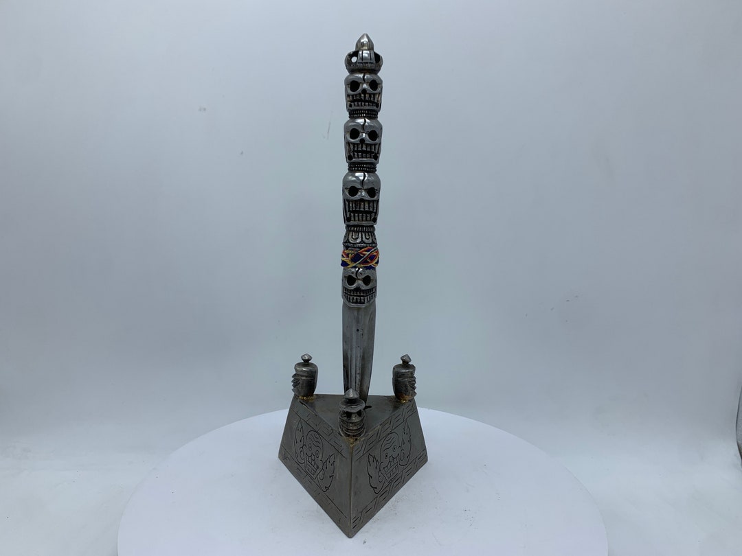 Hand Crafted 4 Skull Kilaya Dagger. Skull Phurba With Stand. Blessed ...
