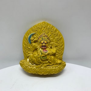 Best quality golden Bernagchen Mahakala Tsa Tsa, clay statue. charm. Karma kagyu mahakala. filled with extremely rare blessed substances.