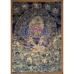 Fine quality Yamantaka thangka painting. the terminator of death. wrathful manjushri. wisdom boddhisattva. Dharma protector.