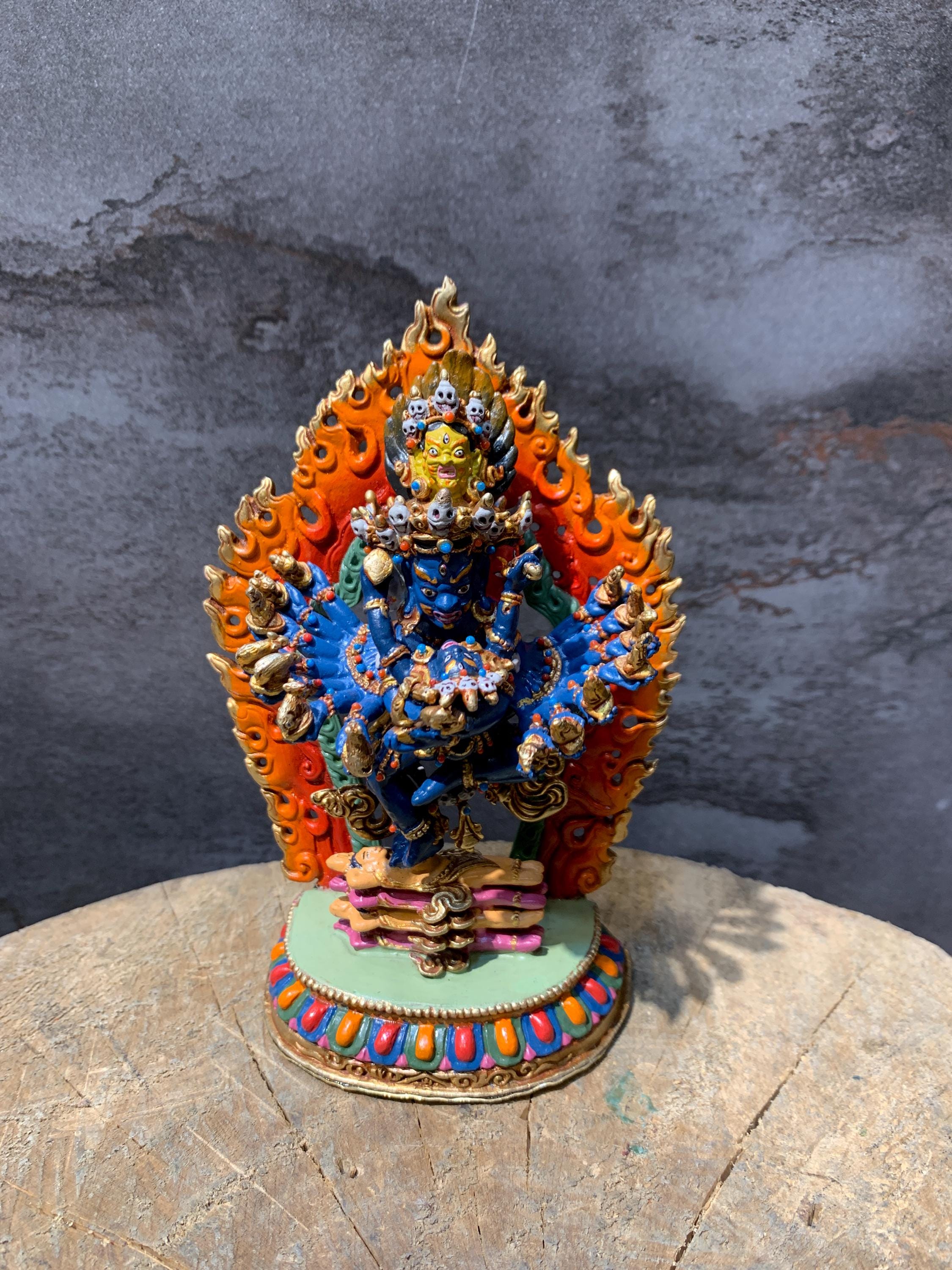 Colorful Heyvajra Statue. Gold Plated Hevajra. Consecrated Hevajra