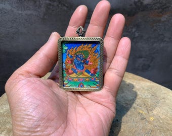手描き不動明王タンカ ペンダント: チベット仏教のお守り - Etsy 日本