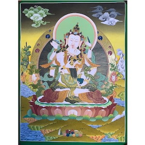 Fine quality vajrasattva yabyum thangka. vajrasattva in union form. For purification. for visualization. Dorje sempa thangka painting,