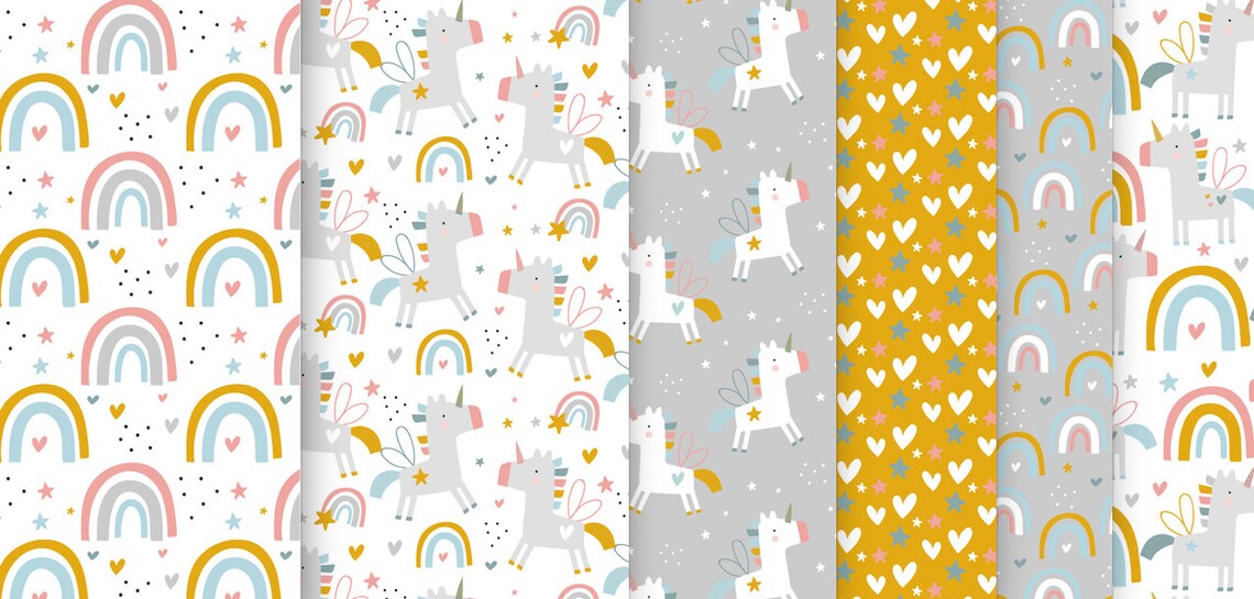 10+6 Unicorn Coloring Page and Paper Pattern Ready to Print Digital ...