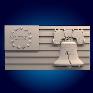 bandeira da liberdade, 1776, bandeira da liberdade Arquivos de roteador CNC 3D, arquivo stl 3d, vectric, aspire, cavalete, arquivos de corte cnc, arquivos 2.5d