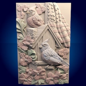 Cardenales, pájaros, América, archivos de enrutador CNC 3D, archivo stl 3D, vectric, aspire, easel, archivos de corte CNC, archivos 2.5d