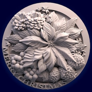 Fichiers de routeur CNC 3D fleur de Noël, fichier stl 3D, vectric, aspiration, chevalet, fichiers coupés cnc, fichiers 2.5d