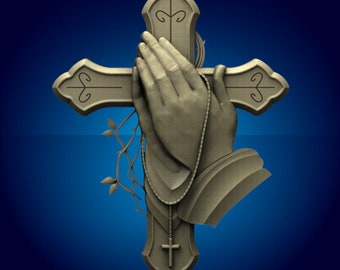 Praying hands cross,3D CNC Router Files, 3d stl file, vectric,aspire,easel, cnc cut files, 2.5d files