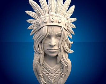 Model 3D STL Native Girl: plik do cięcia frezarką CNC