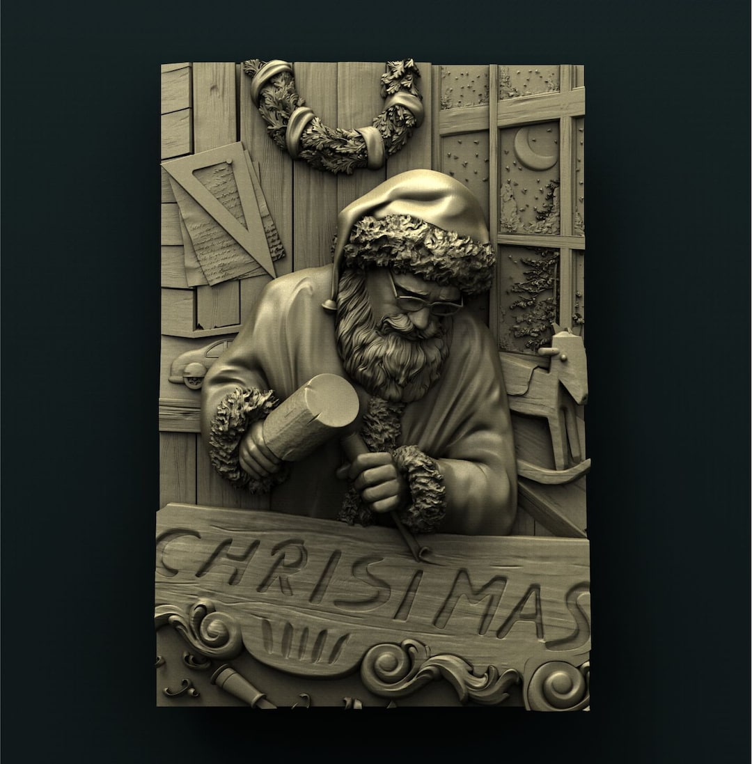 Santa Christmas in Workshop CNC Router Files 3d Stl File - Etsy
