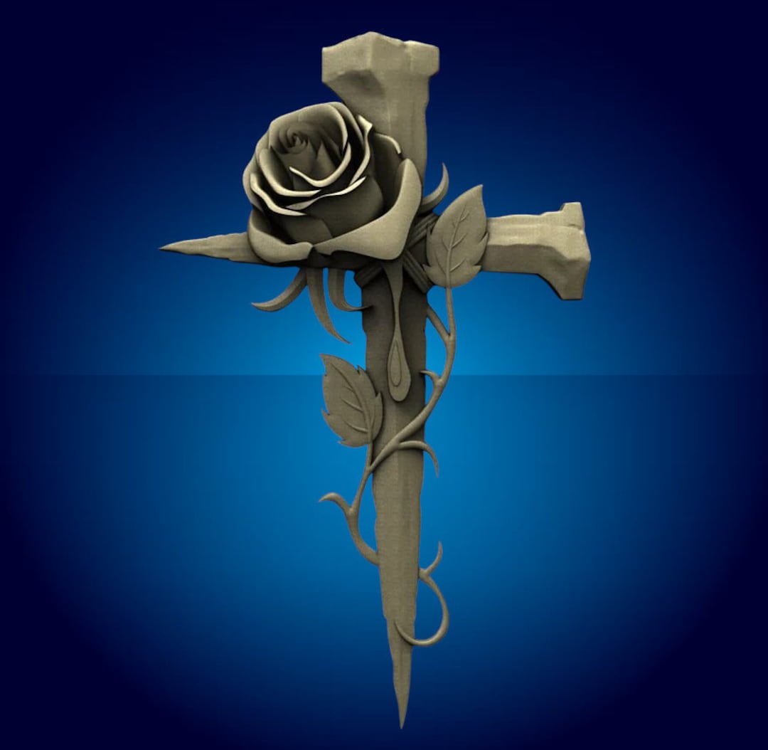 Rose Cross 3D STL Model: CNC Router Files (digital File) - Etsy