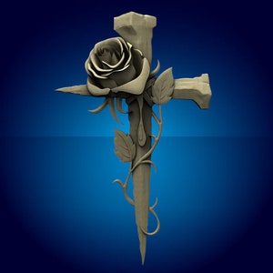 Rose Kreuz, Religion, Gott, Kirche, Blume Jesus, 3D CNC Fräser Dateien, 3d stl Datei, vectric,aspire,staffelei, cnc schneide dateien, 2.5d dateien