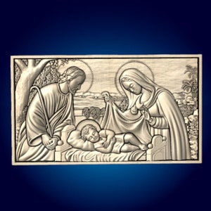 Nascita di Gesù, religione, Natale, festività File router CNC 3D, file stl 3d, vectric, aspire, cavalletto, file di taglio CNC, file 2.5d