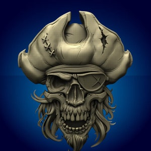 Pirate Skull 3D STL Model: CNC Router Files