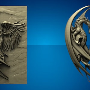 Donna con drago, file router CNC 3D, file stl 3d, vectric,aspire,cavalletto, file di taglio cnc, file 2.5d