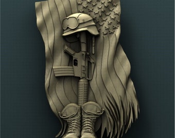 fallen soldier,3D CNC Router Files, 3d stl file, vectric,aspire,easel, cnc cut files, 2.5d files