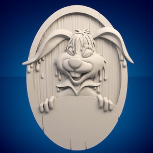 Lapin, fichiers de routeur CNC 3D drôle de lapin, fichier 3D stl, vectric, aspiration, chevalet, fichiers coupés cnc, fichiers 2.5d