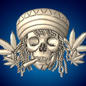 marijuana skull,pot,weed,3D CNC Router Files, 3d stl file, vectric,aspire,easel, cnc cut files, 2.5d files